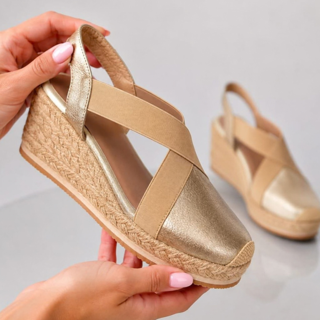 Sandalias Andreína de cuña con acabado en yute