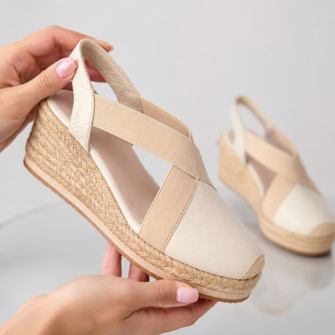 Sandalias Andreína de cuña con acabado en yute