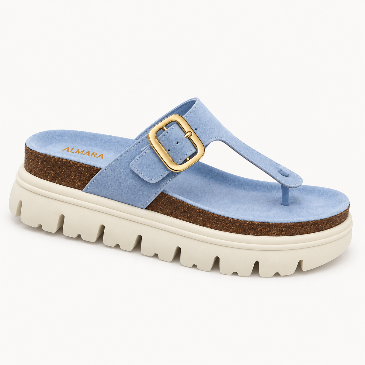 Sandalias Victoria de plataforma con hebilla dorada