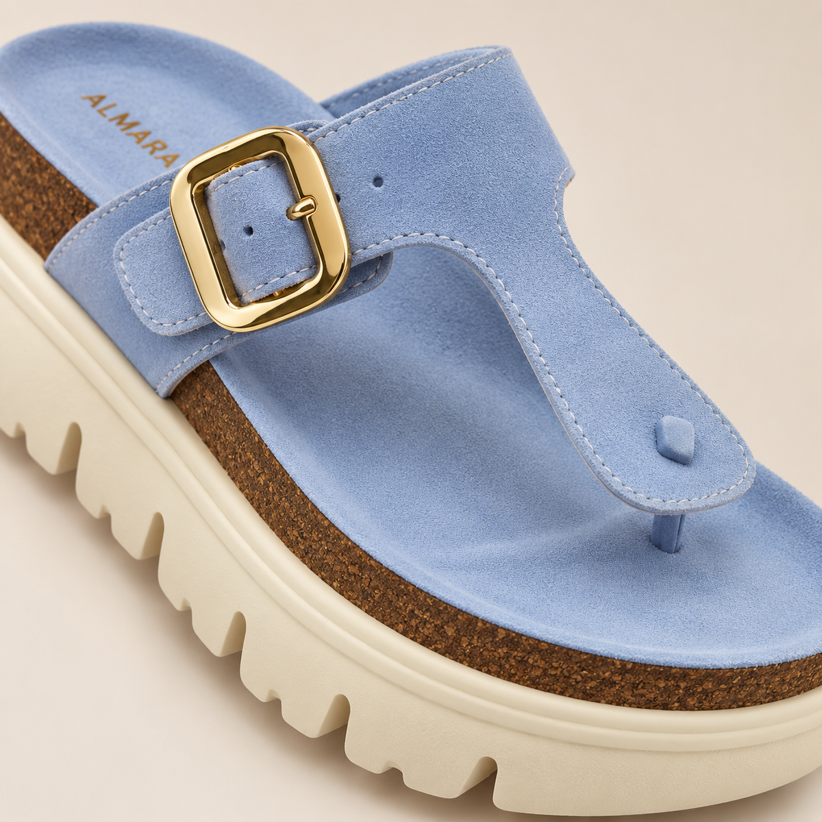 Sandalias Victoria de plataforma con hebilla dorada