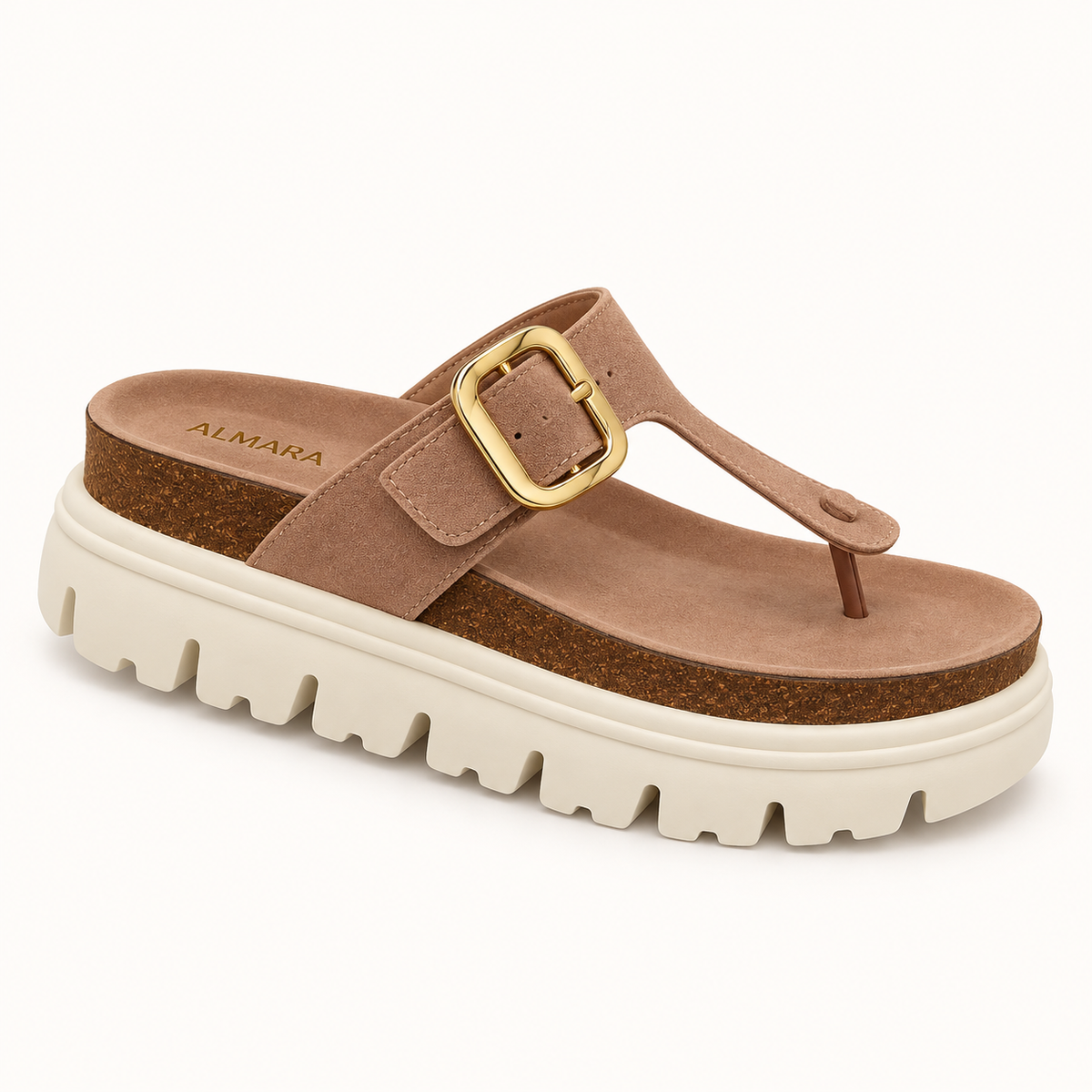 Sandalias Victoria de plataforma con hebilla dorada