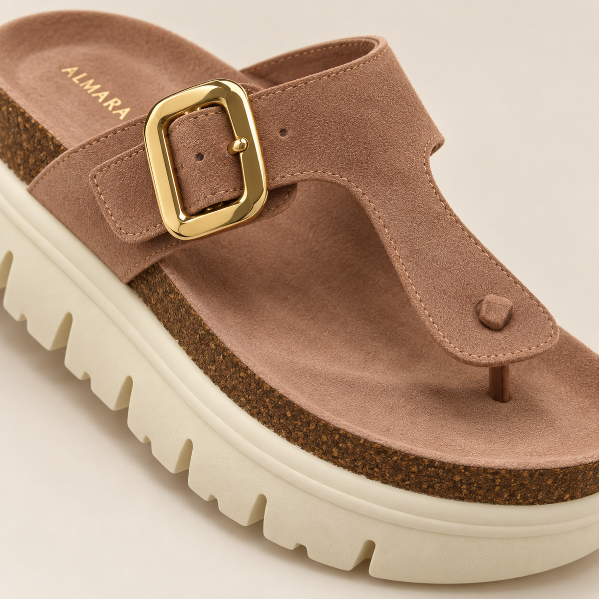 Sandalias Victoria de plataforma con hebilla dorada