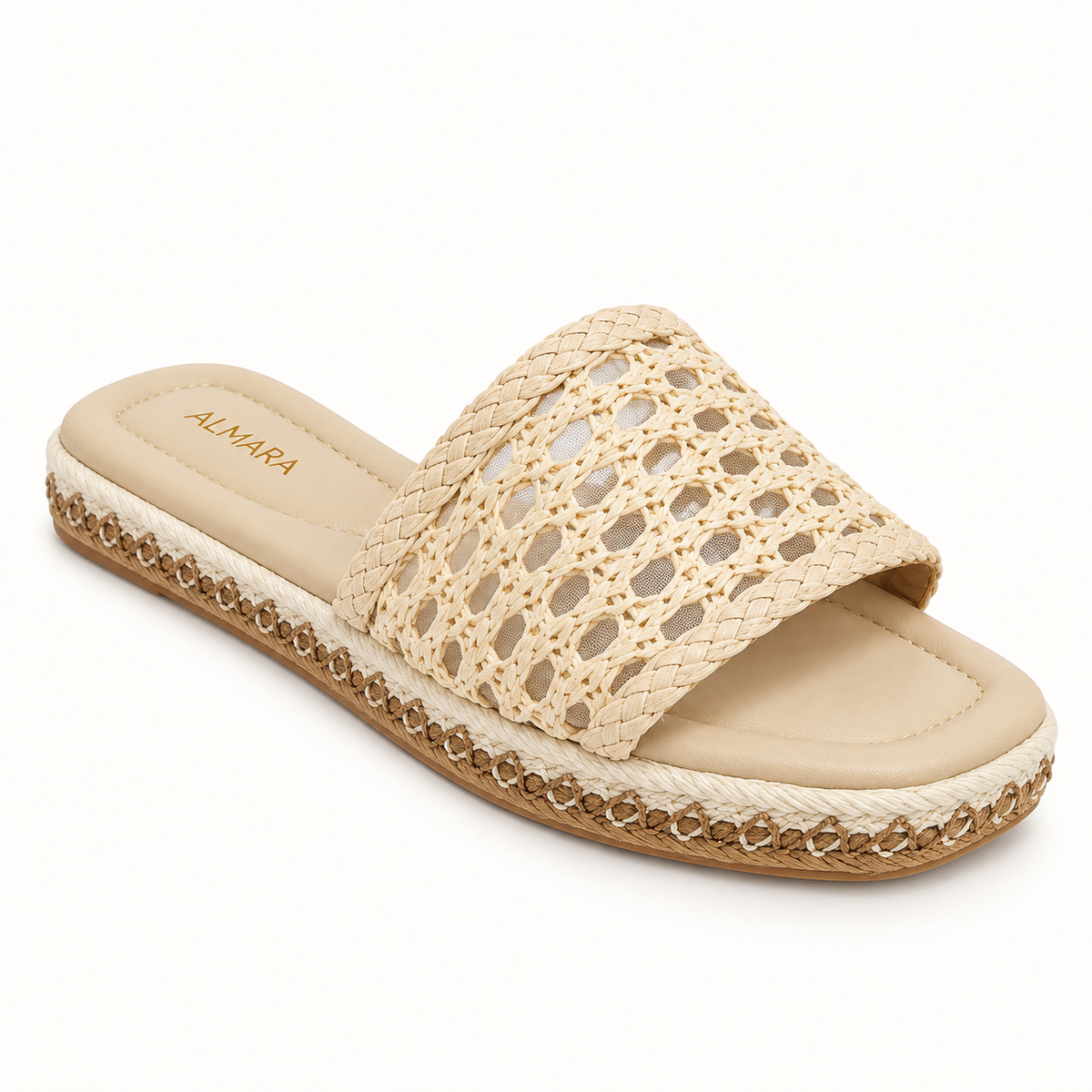 Sandalias planas Martha de tejido y acabado en yute