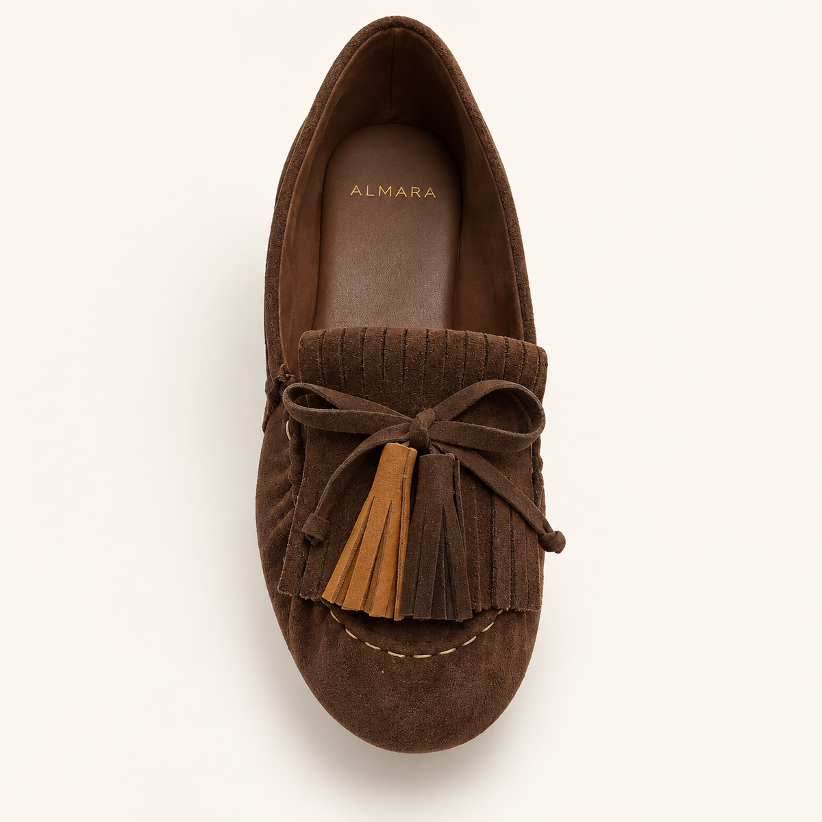 Mocasines Firenze en carnaza con flecos y lazo