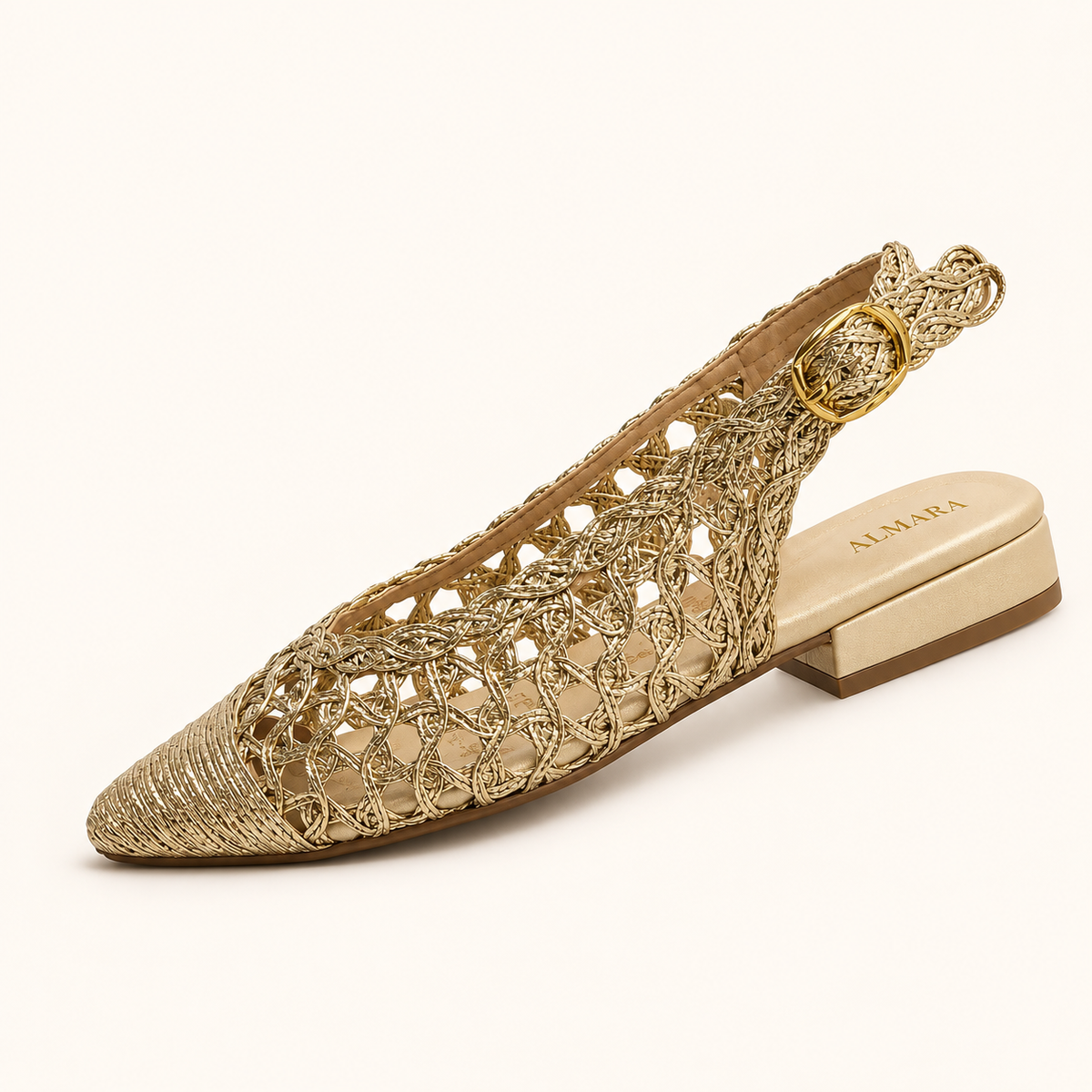 Sandalias Celine tipo canoa con doble hebilla dorada